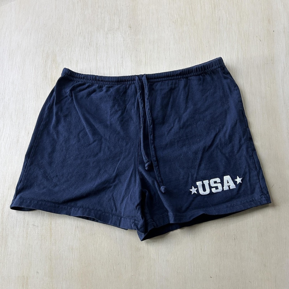Sonoma Lifestyle Sweat Shorts Mens L Blue USA Graphic 4 Inseam Casual Summer